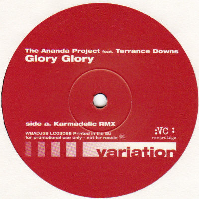 The Ananda Project Feat. Terrance Downs : Glory Glory (12", Promo)