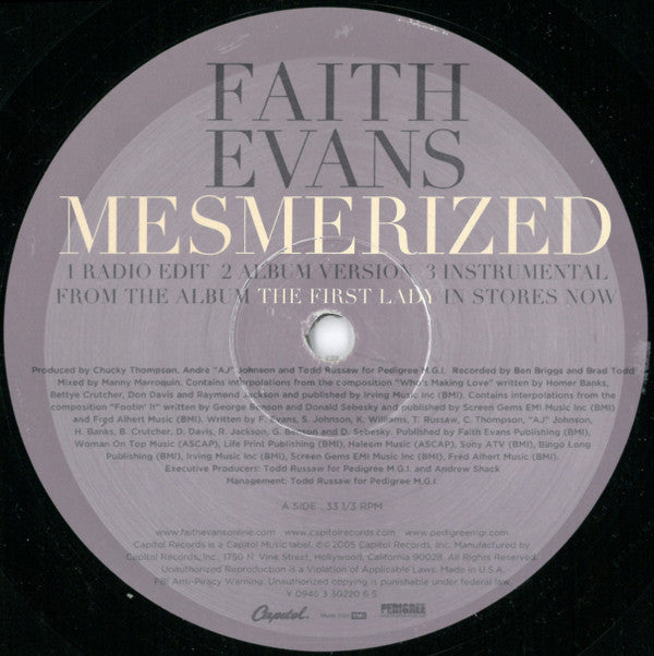 Faith Evans : Mesmerized (12", Promo)