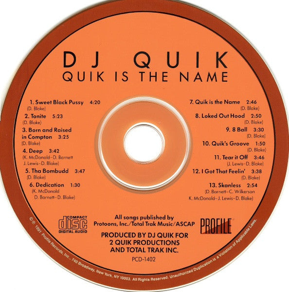 DJ Quik : Quik Is The Name (CD, Album)