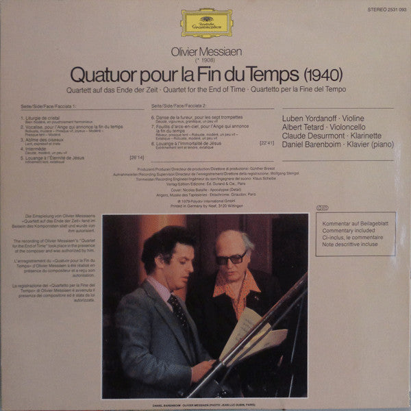 Olivier Messiaen : Quatuor Pour La Fin Du Temps (LP, Album)