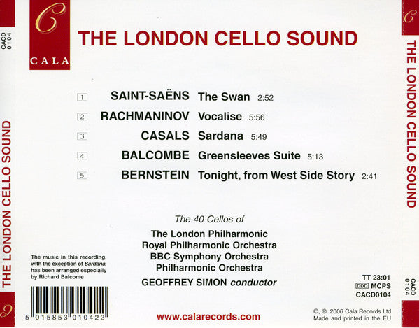 The London Cello Sound, The London Philharmonic Orchestra, The Royal Philharmonic Orchestra, BBC Symphony Orchestra, Philharmonia Orchestra, Camille Saint-Saëns, Sergei Vasilyevich Rachmaninoff, Pablo Casals, Richard Balcombe, Leonard Bernstein : The 40 Cellos of The London Philharmonic, Royal Philharmonic Orchestra (CD, Album)