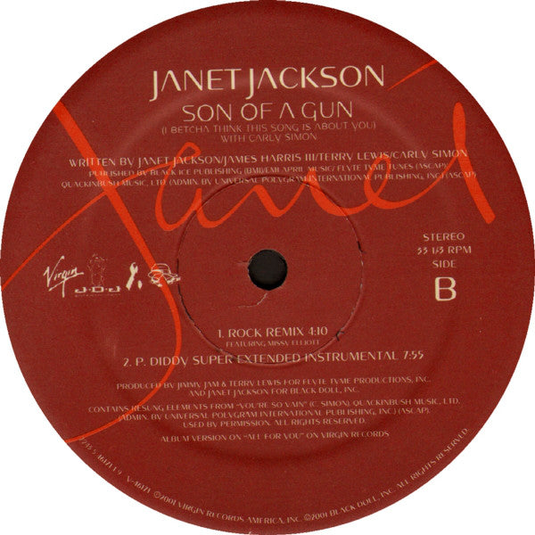 Janet Jackson With Carly Simon : Son Of A Gun (I Betcha Think This Song Is About You) (12")