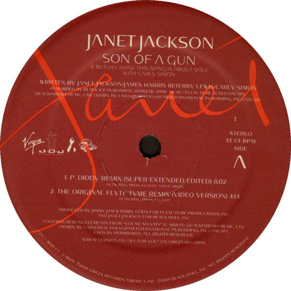 Janet Jackson With Carly Simon : Son Of A Gun (I Betcha Think This Song Is About You) (12")