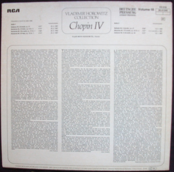 Vladimir Horowitz, Frédéric Chopin : Chopin IV (LP, Comp, Mono)