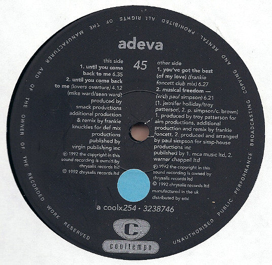 Adeva : Until You Come Back To Me (12")