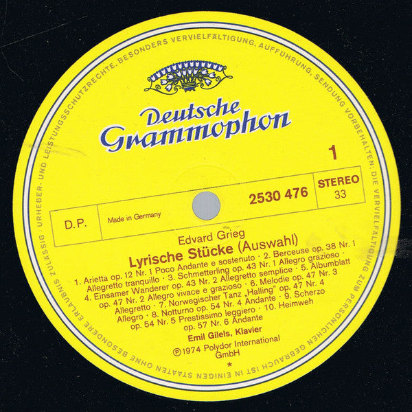 Edvard Grieg, Emil Gilels : Lyrische Stücke - Lyric Pieces (LP)