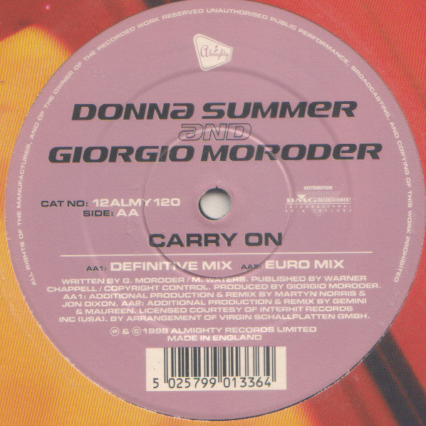 Donna Summer And Giorgio Moroder : Carry On (12")