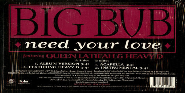 Big Bub : Need Your Love (12")