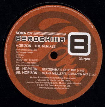 Beroshima : Horizon : The Remixes (12")