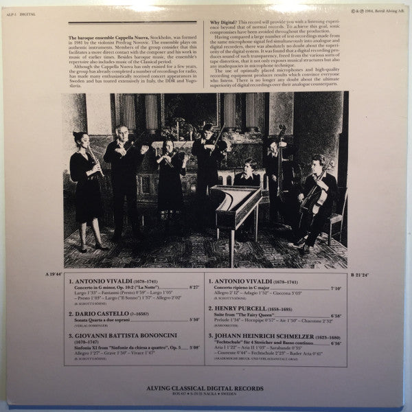 Cappella Nuova : Cappella Nuova Playing ”La Notte” By Vivaldi, A Suite From ”The Fairy Queen” By Purcell And Other Baroque Music. (LP, Album, Gat)