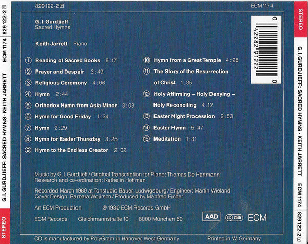 Georges Ivanovitch Gurdjieff - Keith Jarrett : Sacred Hymns (CD, Album, RE, Pol)