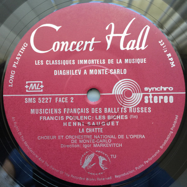 Francis Poulenc / Henri Sauguet / Darius Milhaud / Erik Satie / Georges Auric - Orchestre National De L'Opéra De Monte-Carlo, Igor Markevitch : Diaghilev À Monte-Carlo (2xLP, Album)