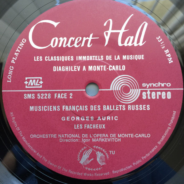 Francis Poulenc / Henri Sauguet / Darius Milhaud / Erik Satie / Georges Auric - Orchestre National De L'Opéra De Monte-Carlo, Igor Markevitch : Diaghilev À Monte-Carlo (2xLP, Album)