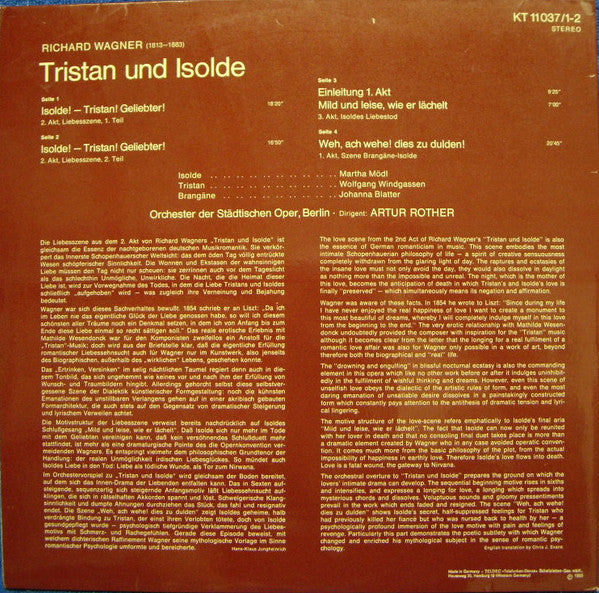 Richard Wagner - Martha Mödl : Tristan Und Isolde • Liebesszene • Liebestod (2xLP, Mono, RE)