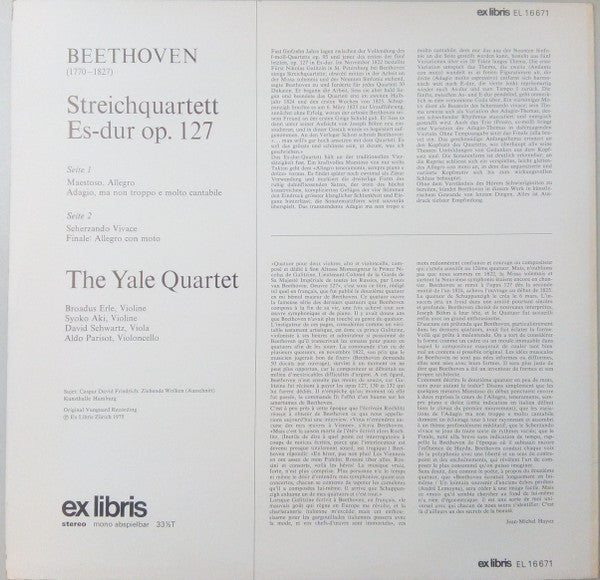 Yale Quartet : Streichquartett Es-dur Op.127 (LP)