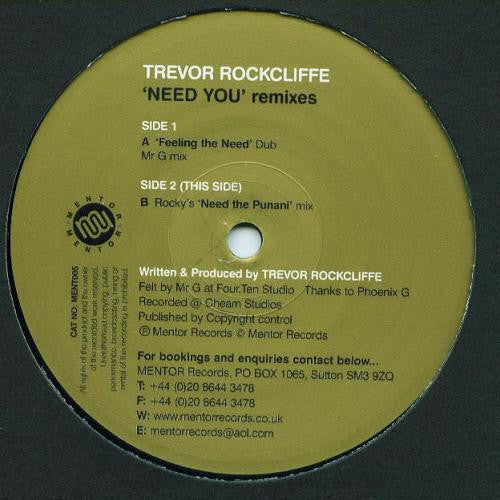 Trevor Rockcliffe : Need You Remixes (12")