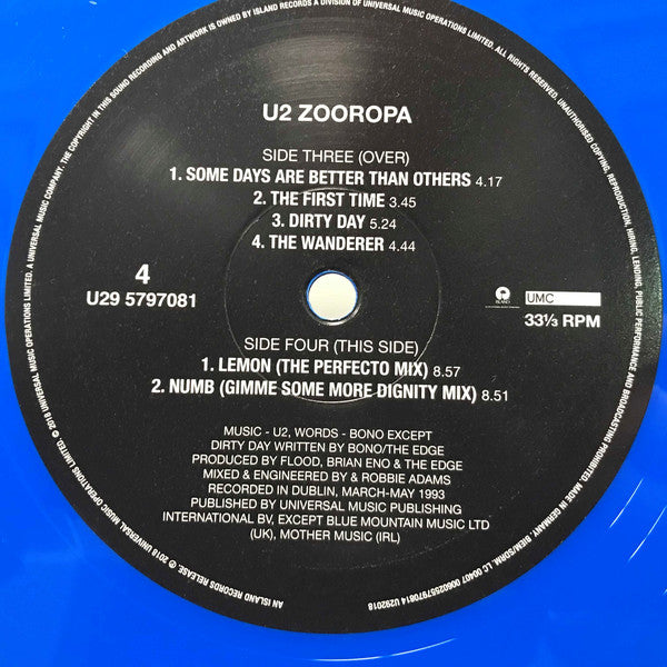 U2 : Zooropa (2xLP, Album, Ltd, RE, RM, RP, Blu)