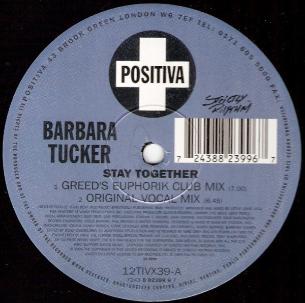 Barbara Tucker : Stay Together (12", No2)