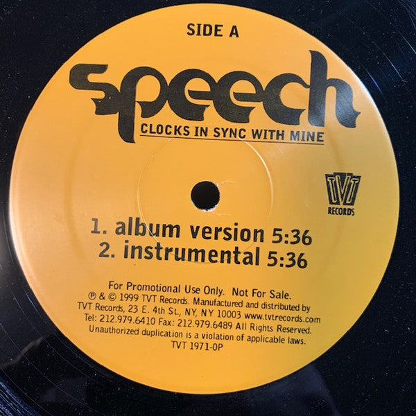 Speech : Clocks In Sync With Mine (12", Promo)