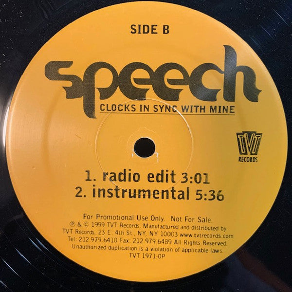 Speech : Clocks In Sync With Mine (12", Promo)