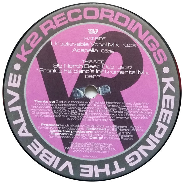 95 North Presents Heather Rose : Unbelievable (12")