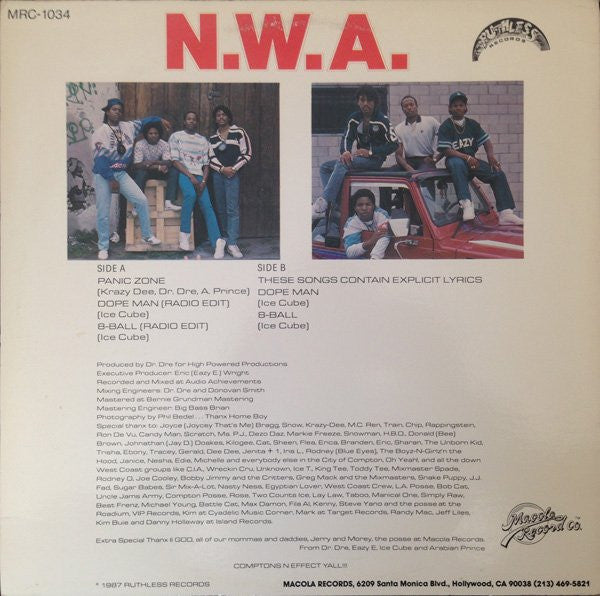 N.W.A. : Panic Zone (12", RP, Whi)