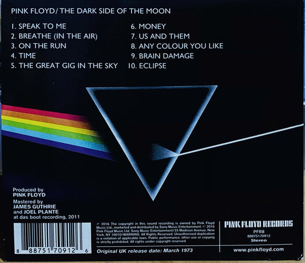 Pink Floyd : The Dark Side Of The Moon (CD, Album, RE, RM, Car)