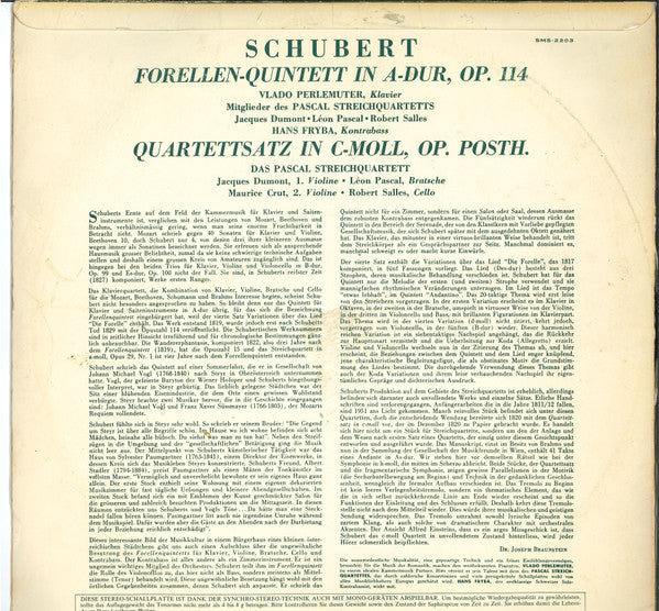 Franz Schubert : Forellen Quintett; Quartettsatz In C-Moll (LP)