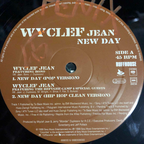 Wyclef Jean Featuring Bono : New Day (12")