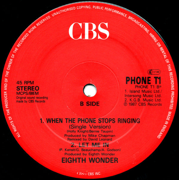 Eighth Wonder : When The Phone Stops Ringing (12")