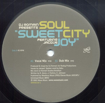 DJ Romain Presents Soul City (5) Featuring Jaquita : Sweet Joy (12")