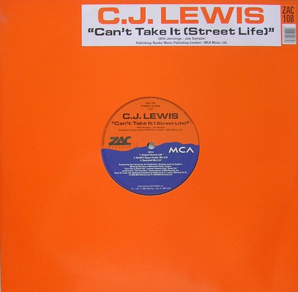 CJ Lewis : Can't Take It (Street Life) (12")