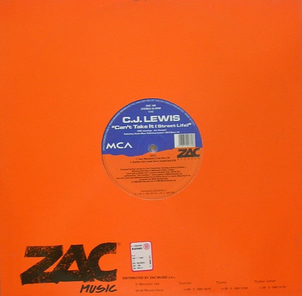 CJ Lewis : Can't Take It (Street Life) (12")