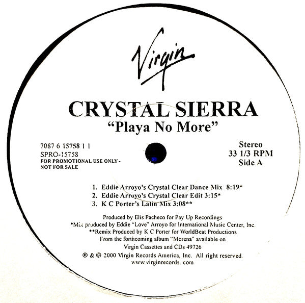 Crystal Sierra : Playa No More (12", Promo)