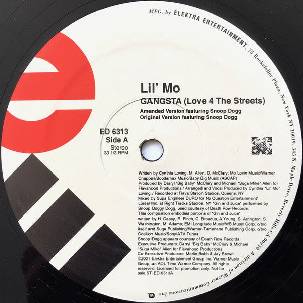 Lil' Mo Featuring Snoop Dogg : Gangsta (Love 4 The Streets) (12", Promo)