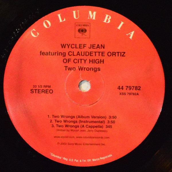 Wyclef Jean : Two Wrongs (Don't Make It Right) (12")