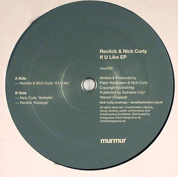 Reclick & Nick Curly : If U Like EP (12", EP)