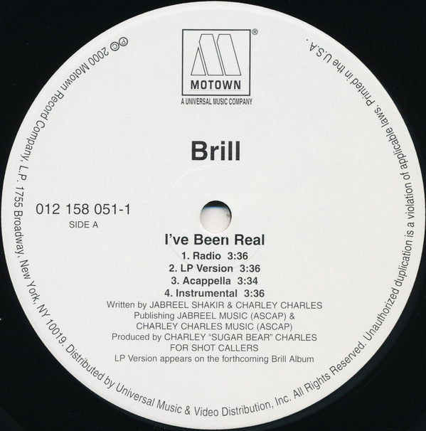 Brill : I've Been Real / Keep It Real W/ Brill (12")