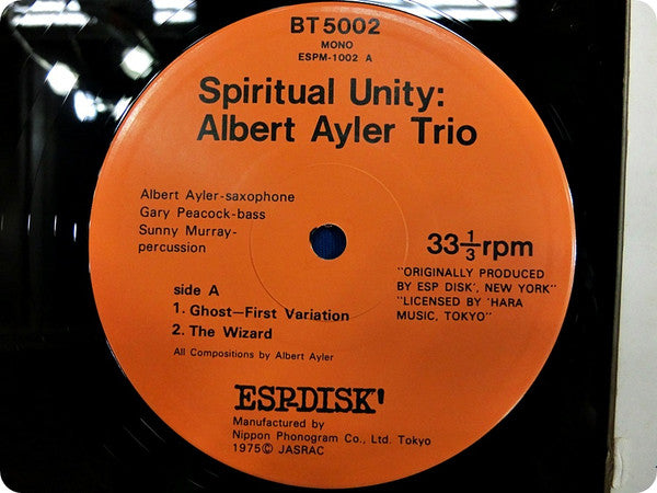 Albert Ayler Trio : Spiritual Unity (LP, Album, Mono, RE)