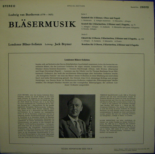 Ludwig van Beethoven : Bläsermusik (LP, RE, S/Edition)