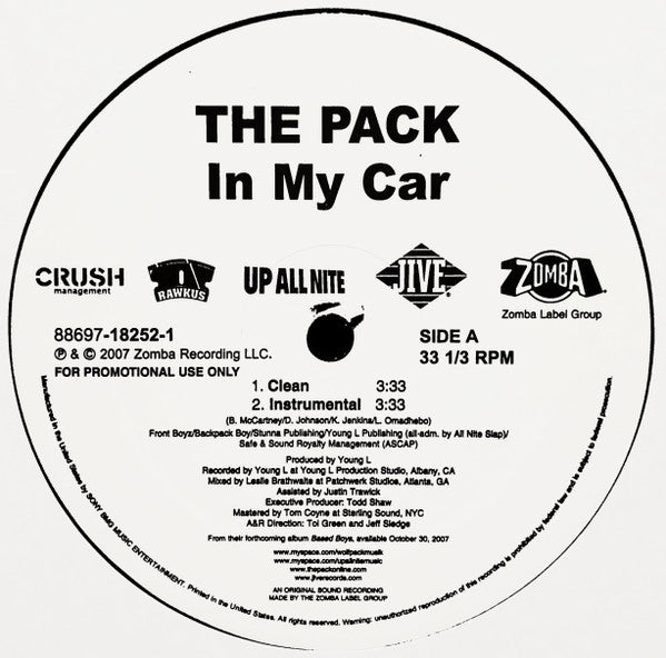 The Pack (2) : In My Car (12", Single, Promo)