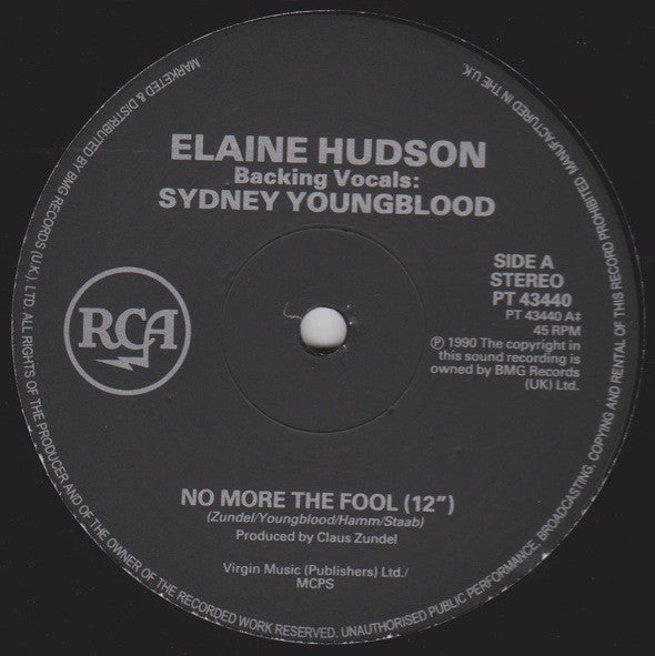 Elaine Hudson : No More The Fool (12", Single)