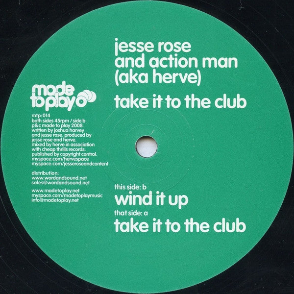 Jesse Rose and Action Man (4) aka Hervé : Take It To The Club (12")