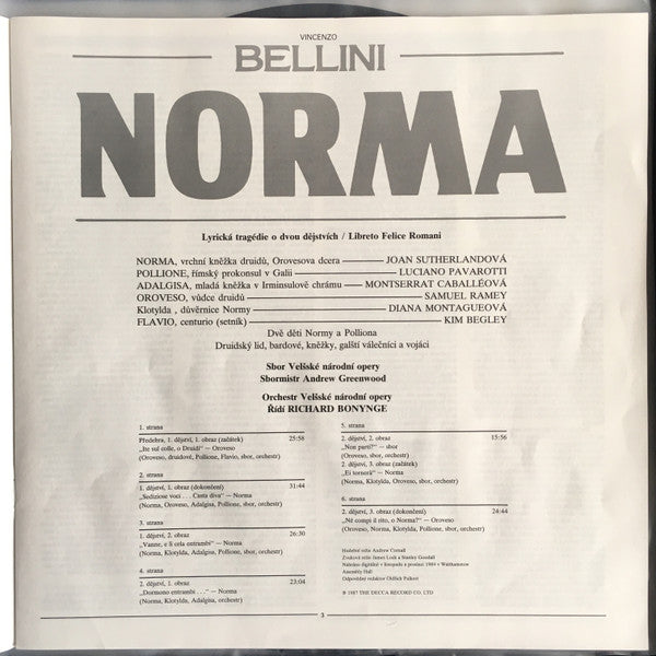 Vincenzo Bellini, Joan Sutherland, Luciano Pavarotti, Montserrat Caballé, Samuel Ramey, Richard Bonynge : Norma (3xLP + Box)