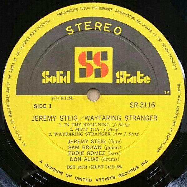 Jeremy Steig : Wayfaring Stranger (LP, Album)