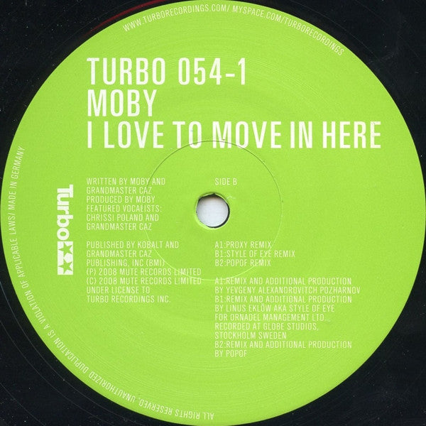 Moby : I Love To Move In Here (12")