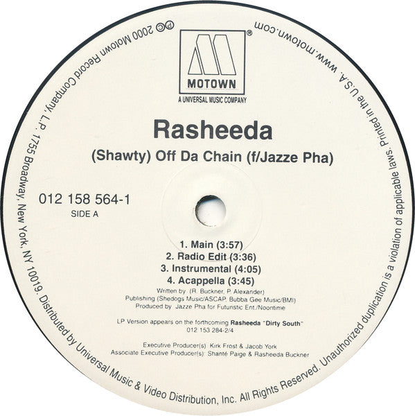 Rasheeda (2) : Off Da Chain (12", Promo)