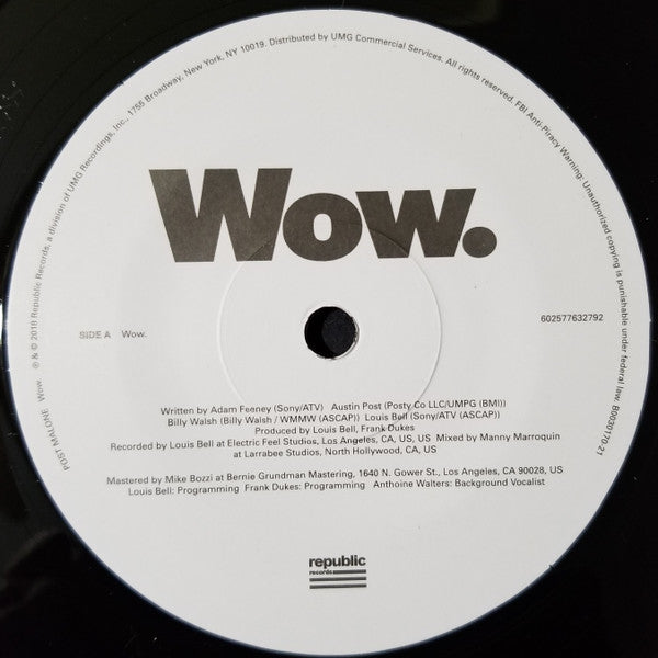 Post Malone : Wow. (7", Single)