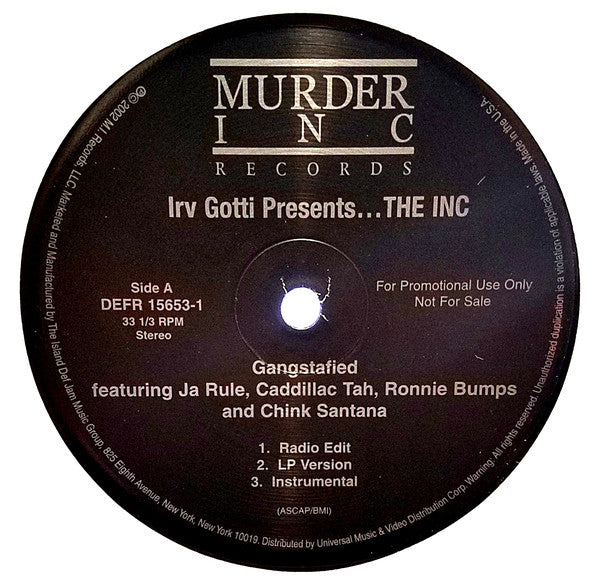 Irv Gotti presents... The Inc : Hold On / Gangstafied (12", Promo)