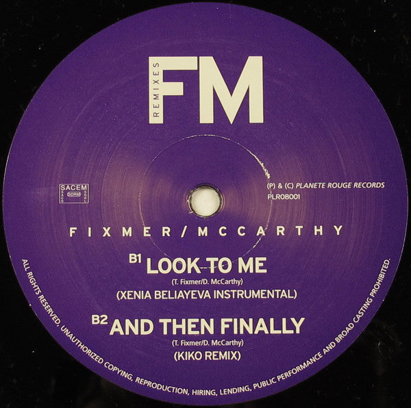 Fixmer / McCarthy : Look To Me / And Then Finally (Remixes) (12")